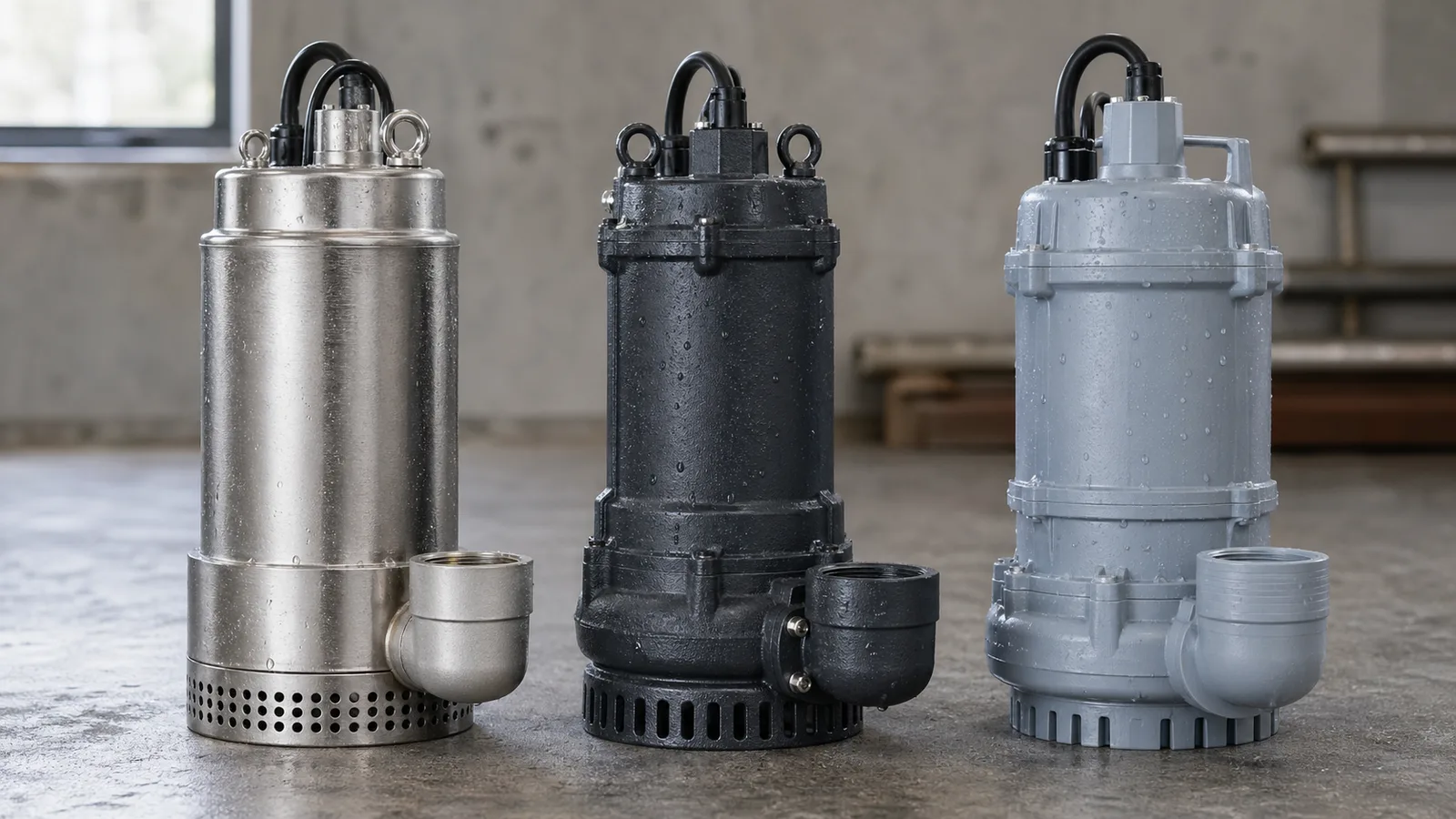 Pompe submersibile inox vs fontă vs plastic: comparație materiale 2026